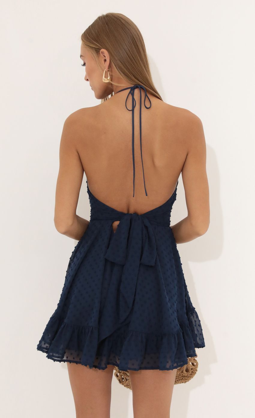 Picture Dotted Chiffon Ruffle Dress in Navy. Source: https://media-img.lucyinthesky.com/data/Jul22_1/850xAUTO/1V9A3815.JPG