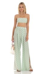Picture Checkered Floral Two Piece Set in Green. Source: https://media-img.lucyinthesky.com/data/Jul23/150xAUTO/1a0f2934-5565-46d2-a338-faa5b5bc4a46.jpg