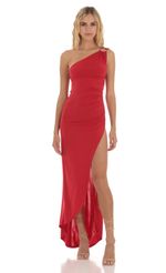 Picture One Shoulder Dress in Red. Source: https://media-img.lucyinthesky.com/data/Jul23/150xAUTO/293b2e79-1b31-4b55-9789-1a24dcda268d.jpg