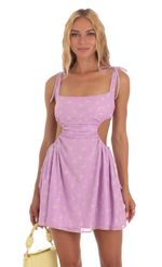 Picture Cutout Dress in Dotted Chiffon Lavender. Source: https://media-img.lucyinthesky.com/data/Jul23/150xAUTO/5c7ec917-ad9d-497e-b16d-05697e2b8d94.jpg