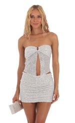 Picture Sequin Strapless Two Piece Set in White. Source: https://media-img.lucyinthesky.com/data/Jul23/150xAUTO/5d94ed8c-1ec0-4c3a-a9e2-f313b61f5a94.jpg