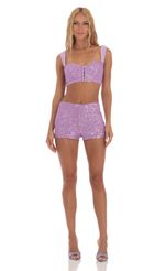 Picture Sequin Two Piece Set in Purple. Source: https://media-img.lucyinthesky.com/data/Jul23/150xAUTO/bc5bcef3-4863-439a-bd4d-90b1f91a6e53.jpg