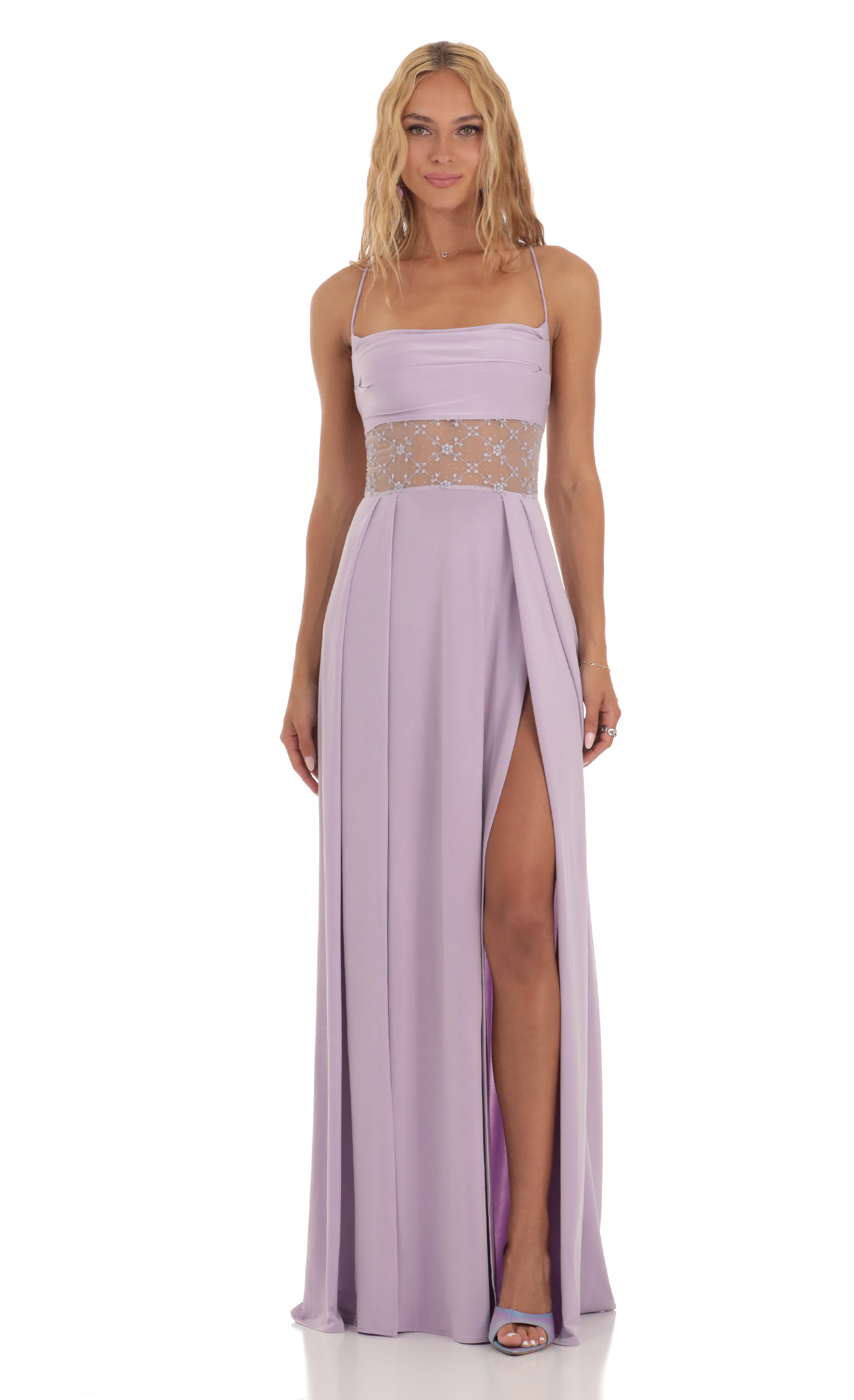 Floral Shimmer Maxi Dress in Purple