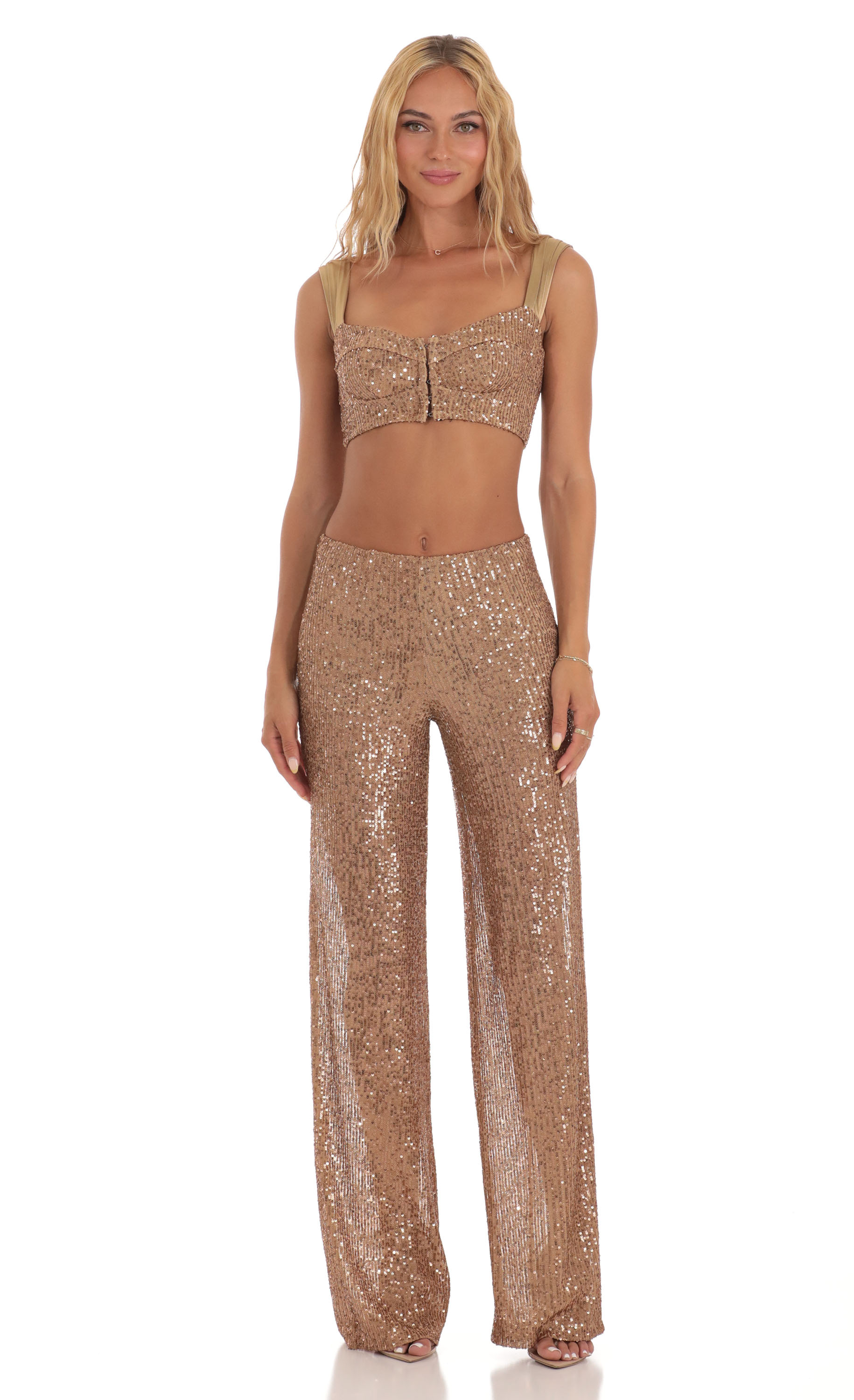 Sequin Two Piece Set in Gold
