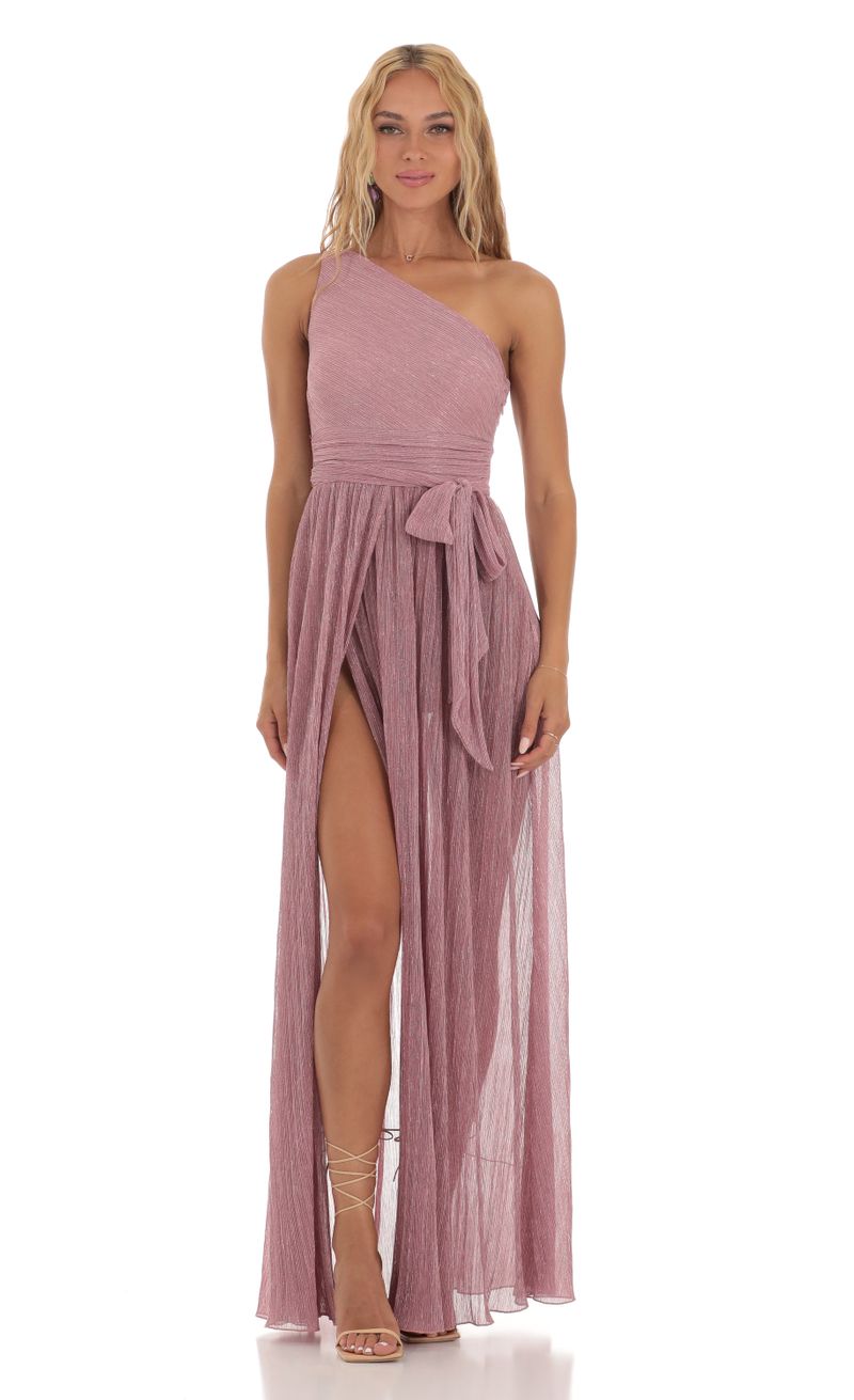 Shimmer One Shoulder Dress in Pink | LUCY IN THE SKY