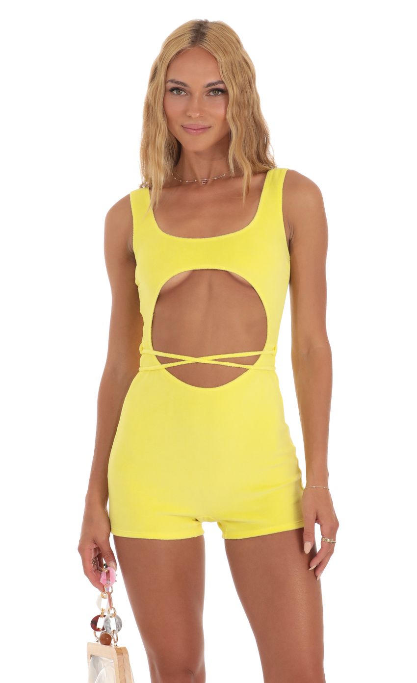 Picture Cutout Romper in Yellow. Source: https://media-img.lucyinthesky.com/data/Jul23/850xAUTO/24e82e3c-7412-466a-9004-874fd0754c81.jpg