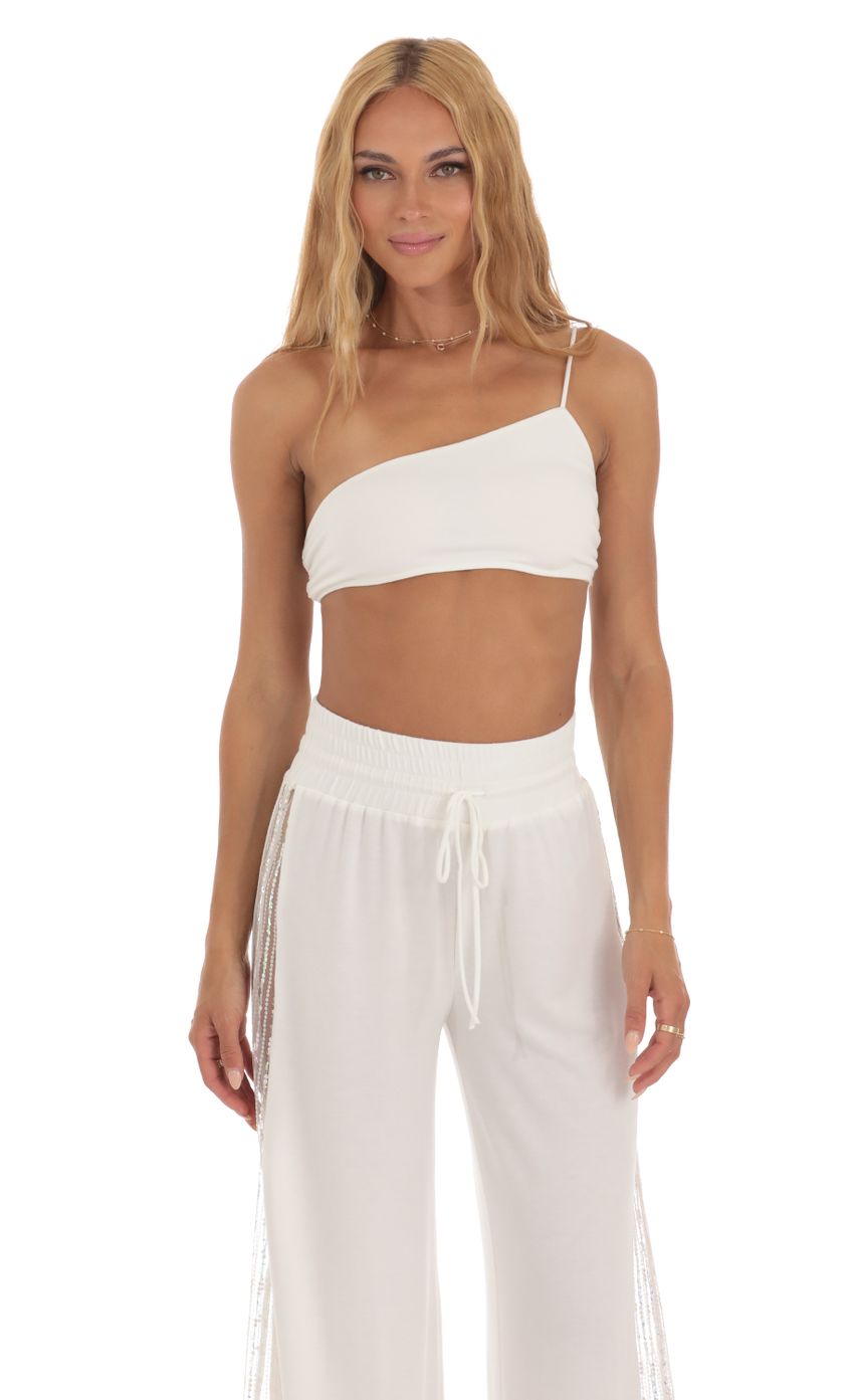 Picture Sequin One Shoulder Two Piece Set in White. Source: https://media-img.lucyinthesky.com/data/Jul23/850xAUTO/274914fe-bb63-44d5-9689-e991d6032a98.jpg