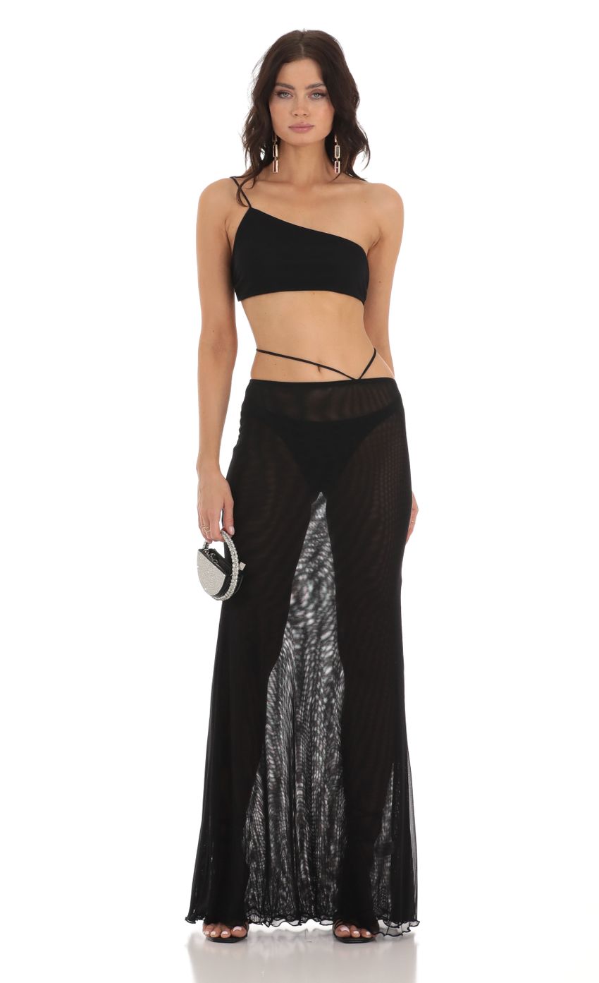 Picture Mesh One Shoulder Two Piece Set in Black. Source: https://media-img.lucyinthesky.com/data/Jul23/850xAUTO/2e55197a-f82a-4760-a1bf-1281c16a8a80.jpg
