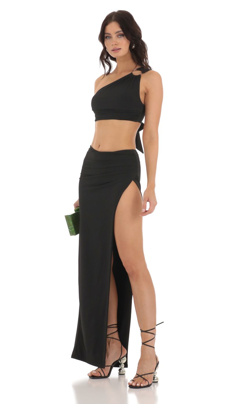 Picture One Shoulder Two Piece Set in Black. Source: https://media-img.lucyinthesky.com/data/Jul23/850xAUTO/3acae7bd-93cf-4198-80f1-99a9257dfafd.jpg