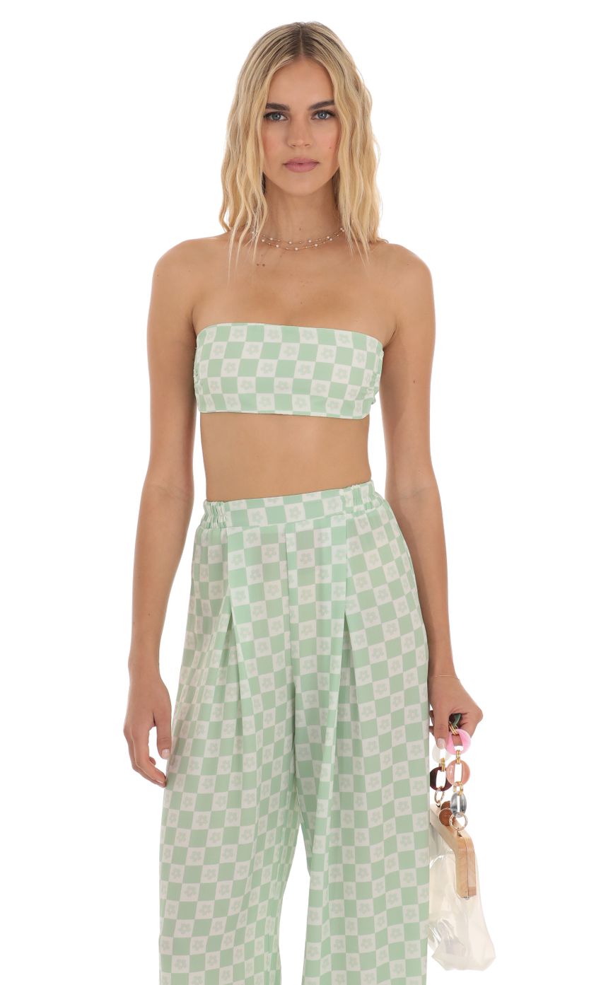 Picture Checkered Floral Two Piece Set in Green. Source: https://media-img.lucyinthesky.com/data/Jul23/850xAUTO/4703eeb4-f8da-4a4f-a6b0-27705ece0f23.jpg