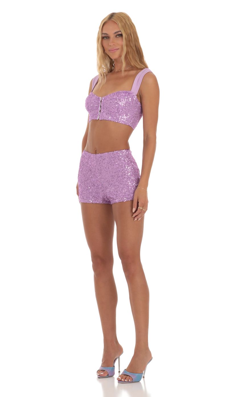Picture Sequin Two Piece Set in Purple. Source: https://media-img.lucyinthesky.com/data/Jul23/850xAUTO/5966856f-9c69-403f-9e62-d4bb6673638f.jpg