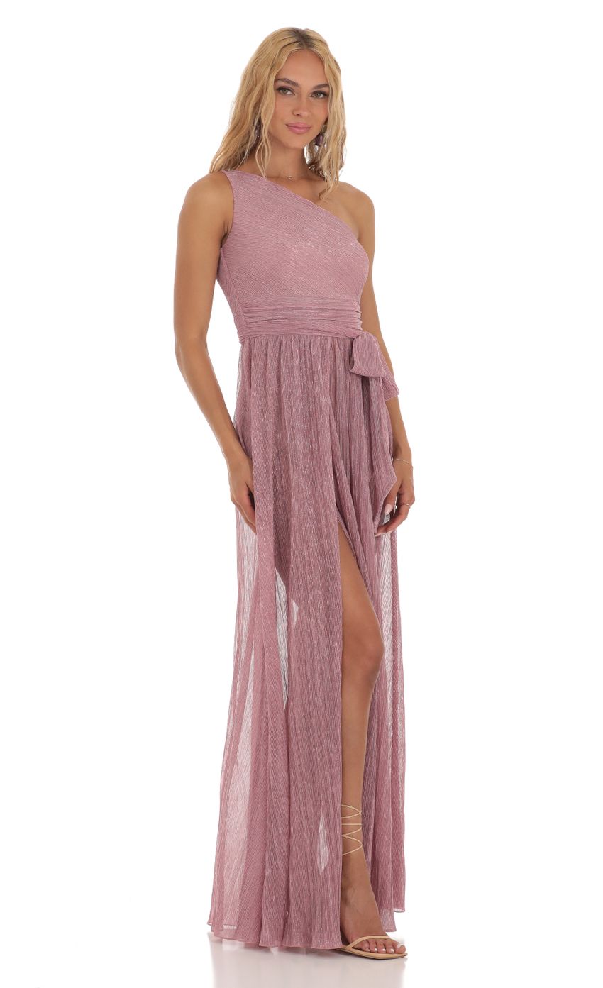 Picture Shimmer One Shoulder Dress in Pink. Source: https://media-img.lucyinthesky.com/data/Jul23/850xAUTO/5a7e3e06-aee2-4ba6-a38c-d73baa3cb0a7.jpg