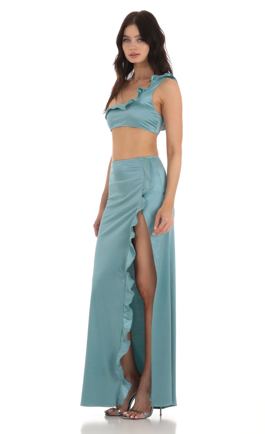 Picture Satin Ruffle Two Piece Set in Blue. Source: https://media-img.lucyinthesky.com/data/Jul23/850xAUTO/5fc80fde-b761-4924-b55f-834d88d06489.jpg