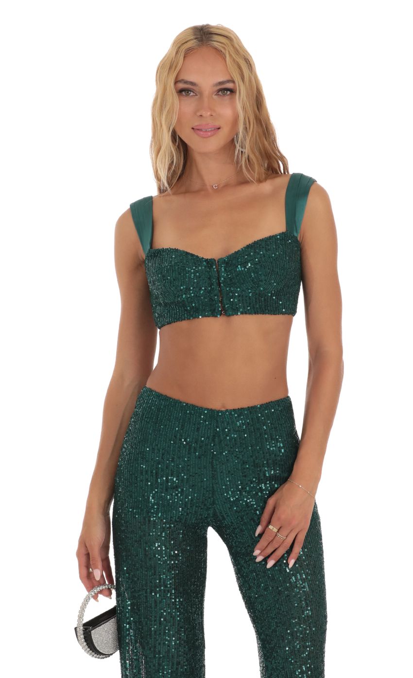 Picture Sequin Two Piece Set in Green. Source: https://media-img.lucyinthesky.com/data/Jul23/850xAUTO/68f20e80-3f0a-416c-beeb-08a0da5e7a01.jpg