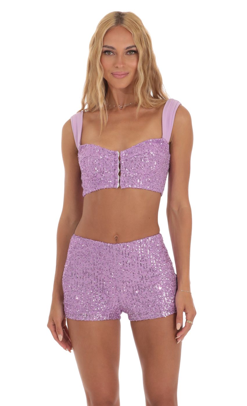 Picture Sequin Two Piece Set in Purple. Source: https://media-img.lucyinthesky.com/data/Jul23/850xAUTO/6aad8ab4-5b41-4d5f-8194-3bc29d3d27ea.jpg