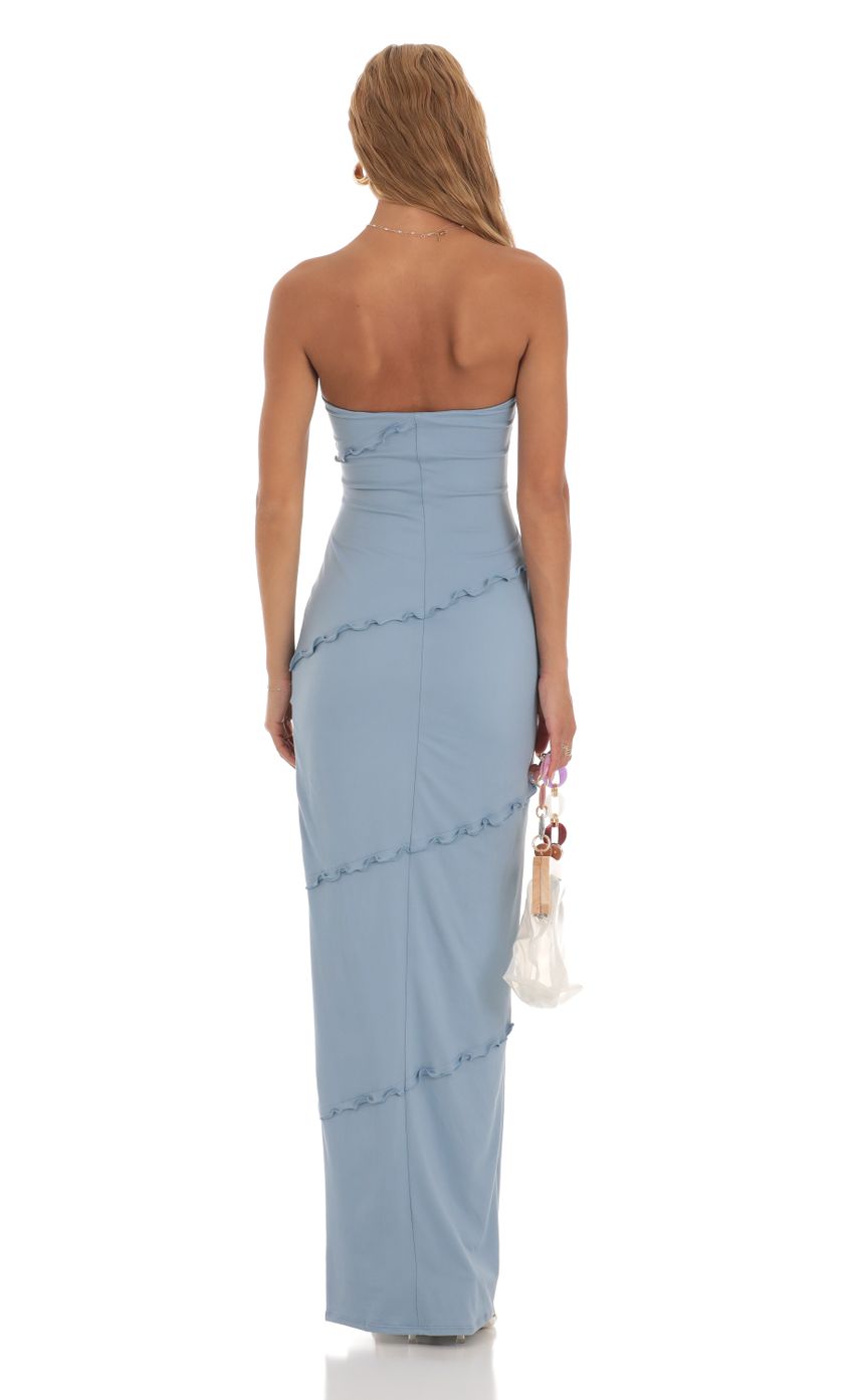 Picture Ruffle Strapless Dress in Blue. Source: https://media-img.lucyinthesky.com/data/Jul23/850xAUTO/7e258984-ad24-41cb-828a-f06770be175d.jpg