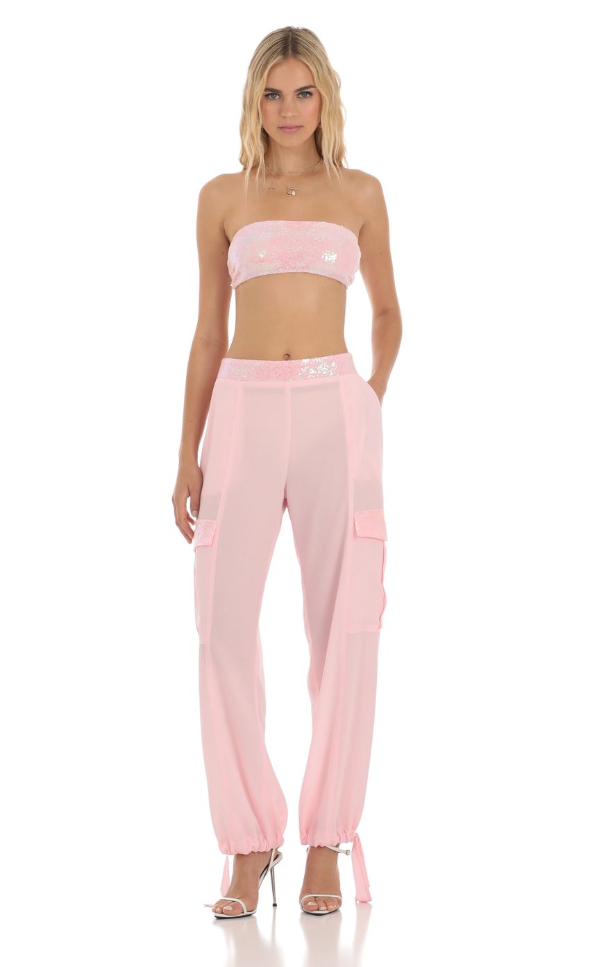 Picture Sequin Two Piece Set in Pink. Source: https://media-img.lucyinthesky.com/data/Jul23/850xAUTO/ba9ad2d3-75b6-4af2-b56d-b6f16229d280.jpg