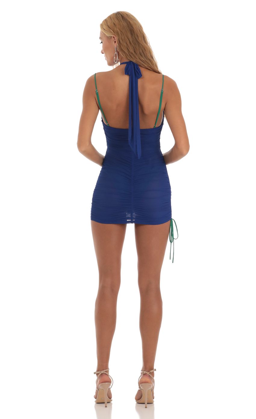 Picture Mesh Two Toned Wrap Halter Dress in Green and Blue. Source: https://media-img.lucyinthesky.com/data/Jul23/850xAUTO/d2fd7fcc-77b4-48da-9be5-bfe98101c784.jpg