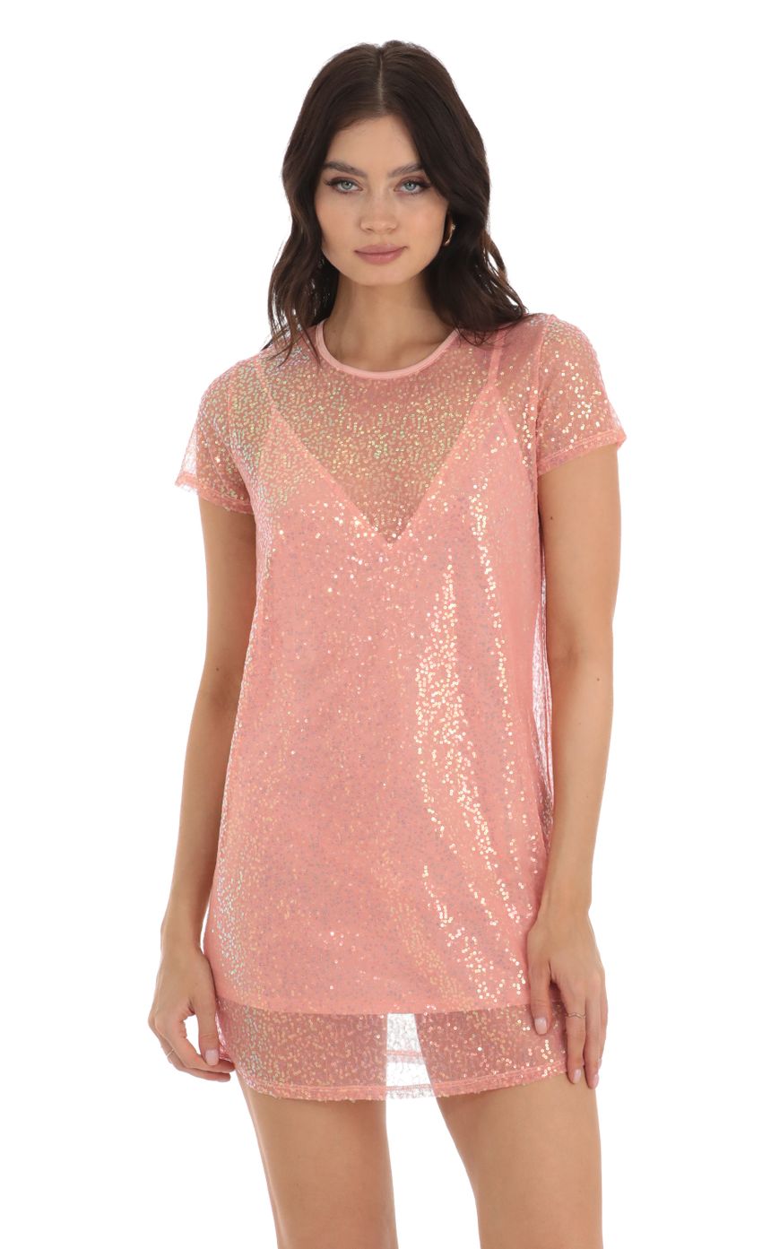 Picture Sequin Two Piece Dress in Peach. Source: https://media-img.lucyinthesky.com/data/Jul23/850xAUTO/db58702b-e08e-4806-b70c-13d07de3be46.jpg