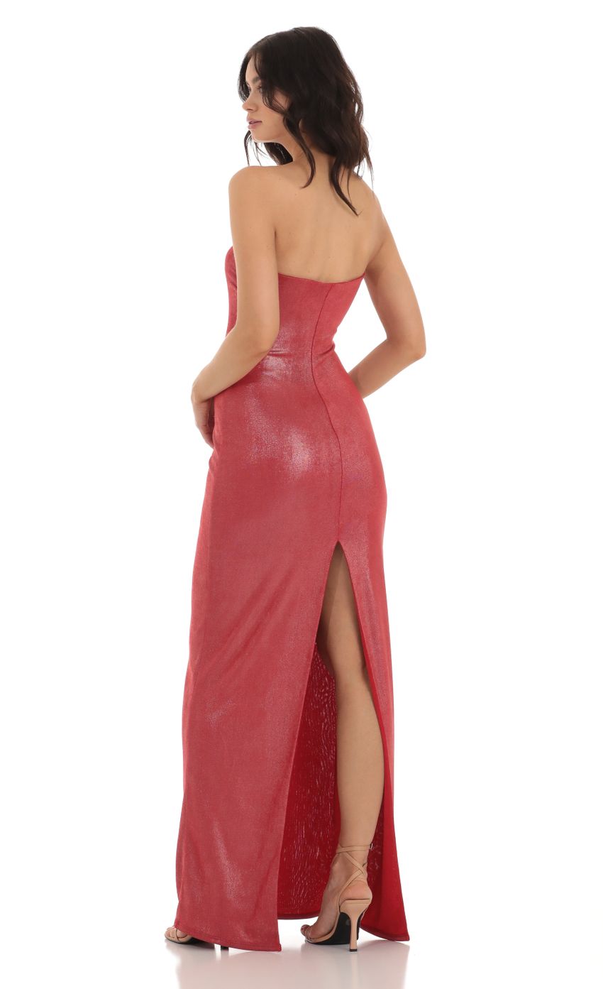 Picture Domini Metallic Strapless Maxi Dress in Red. Source: https://media-img.lucyinthesky.com/data/Jul23/850xAUTO/e7774dda-8c03-46da-9771-220ed71991f1.jpg