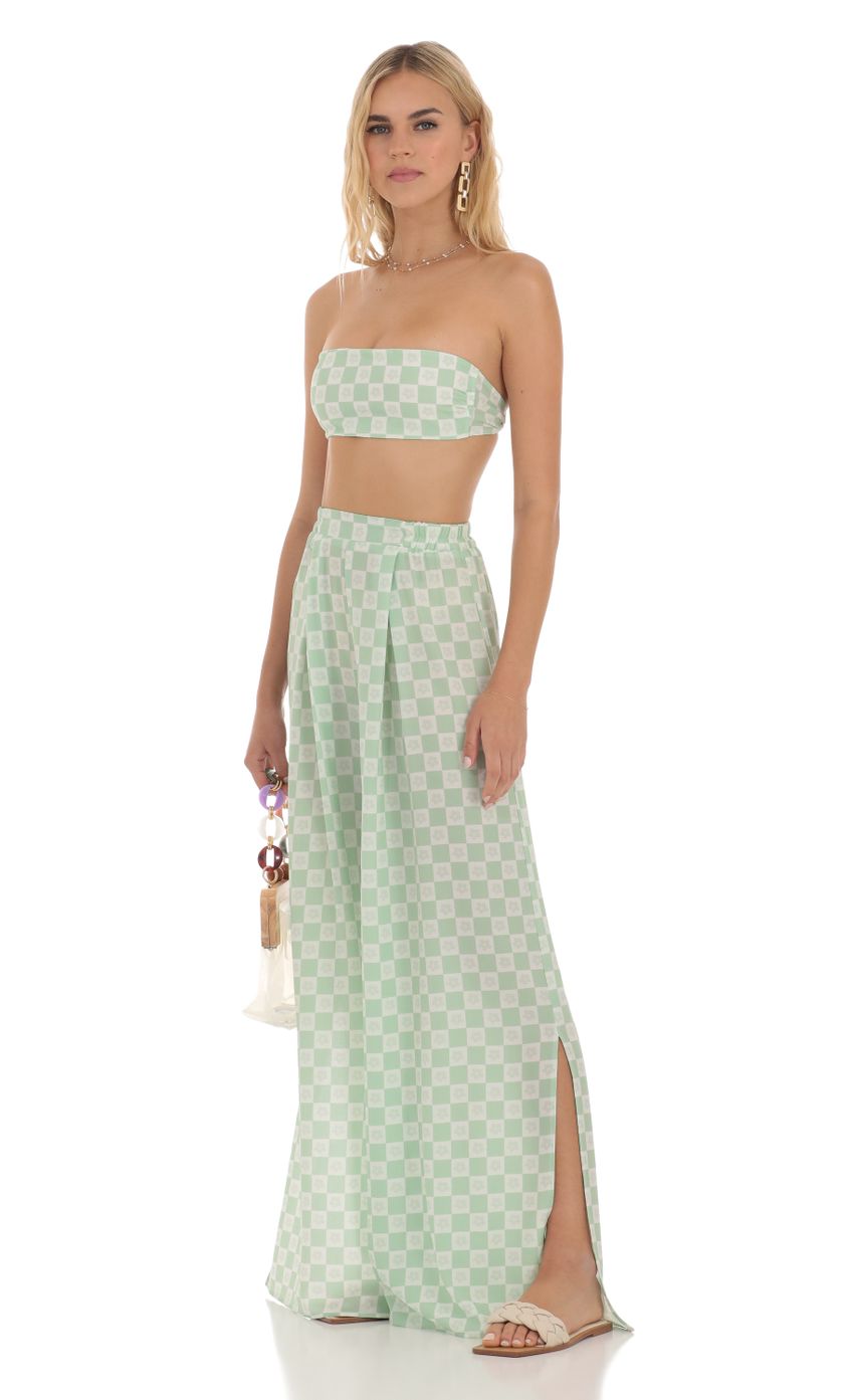 Picture Checkered Floral Two Piece Set in Green. Source: https://media-img.lucyinthesky.com/data/Jul23/850xAUTO/ef7fa220-6599-4516-b2d2-eaf46019fd4d.jpg