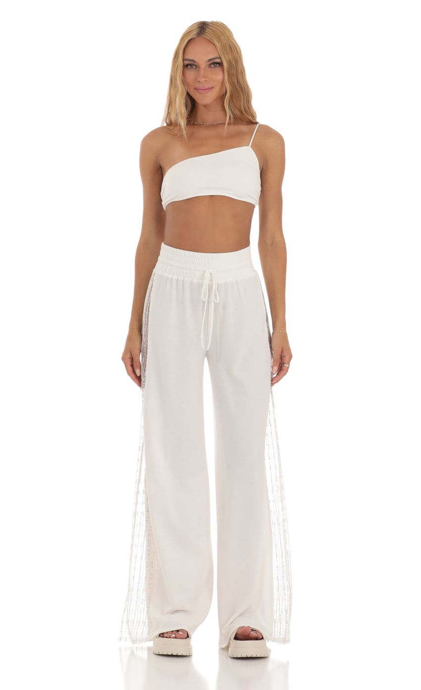 Picture Sequin One Shoulder Two Piece Set in White. Source: https://media-img.lucyinthesky.com/data/Jul23/850xAUTO/f98ea6dd-9b4f-4eee-83a2-0ff1ed47e9fb.jpg