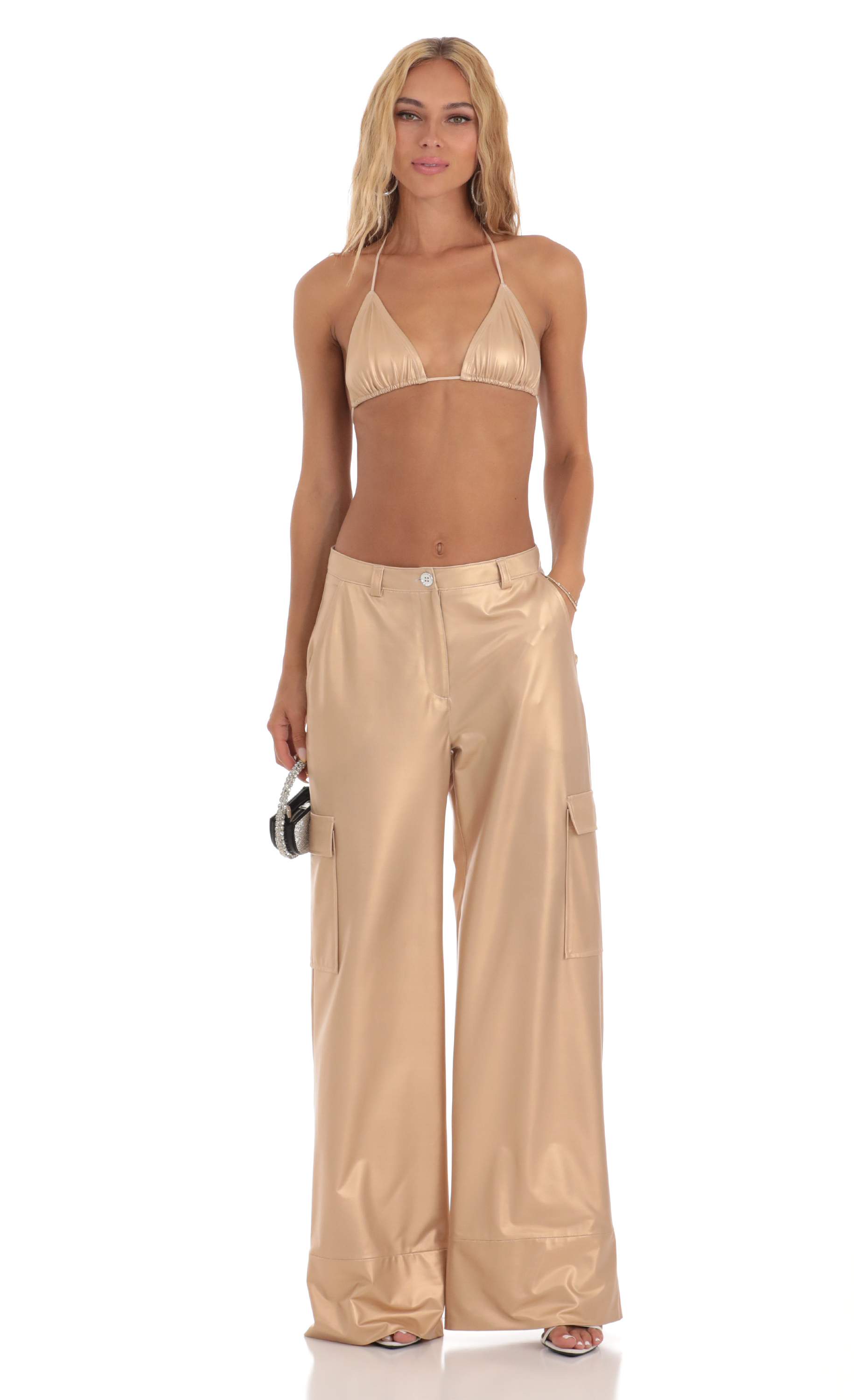Cassiopeia Wide Leg Pant Set in Gold