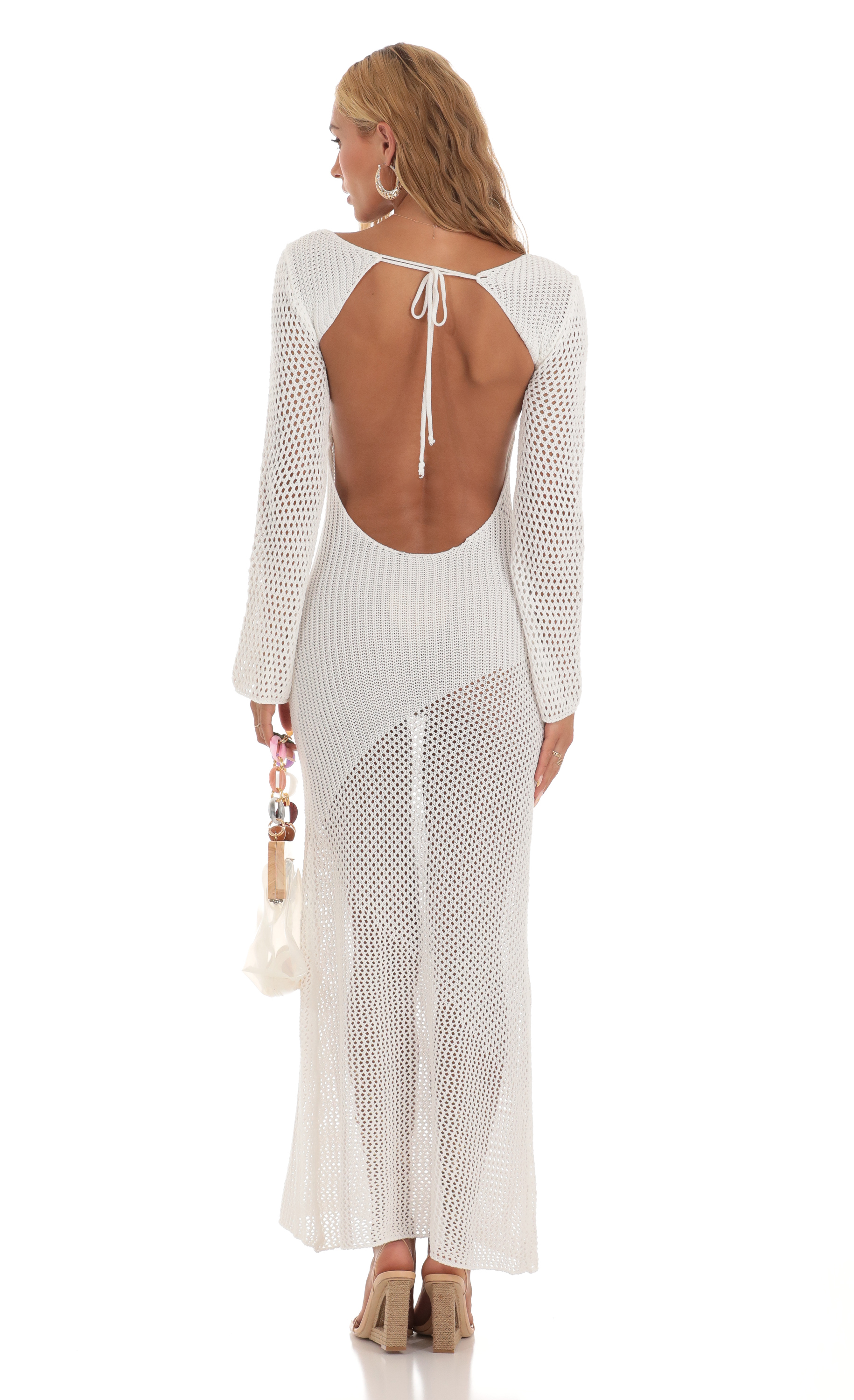 Crochet Maxi Dress in White