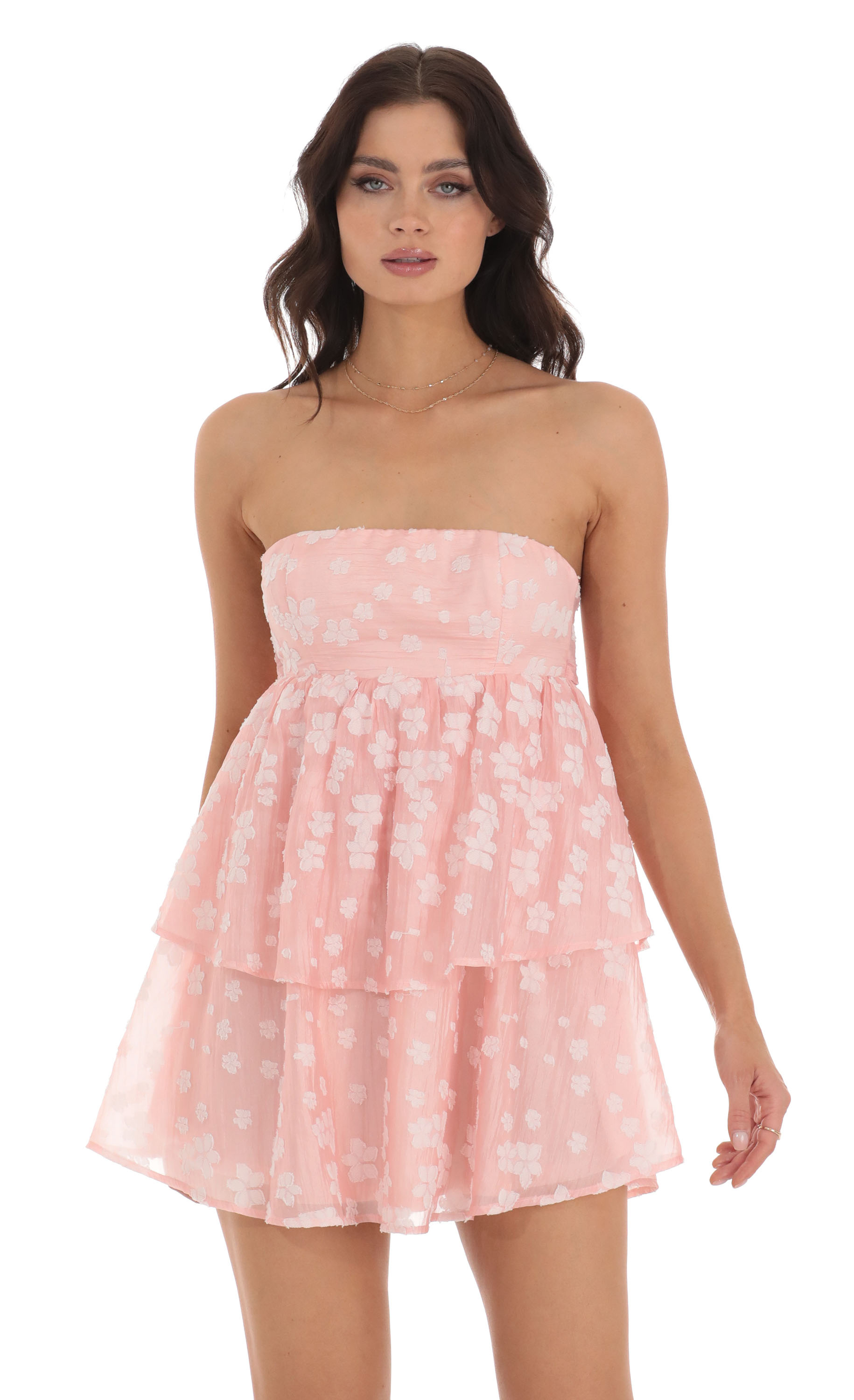 Floral Ruffle Baby Doll Dress in Pink