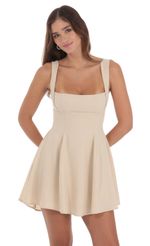 Picture Linen Fit and Flare Dress in Tan Nude. Source: https://media-img.lucyinthesky.com/data/Jul24/150xAUTO/76daf516-24d4-40d9-9b8a-80460c847c2b.jpg