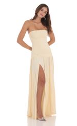 Picture Strapless Drop Waist Maxi Dress in Cream. Source: https://media-img.lucyinthesky.com/data/Jul24/150xAUTO/94b509dd-56da-4802-afda-ded73f0377f6.jpg