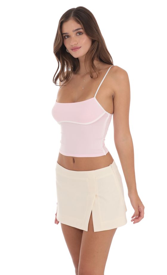 Side Slit Mini Skirt in Cream