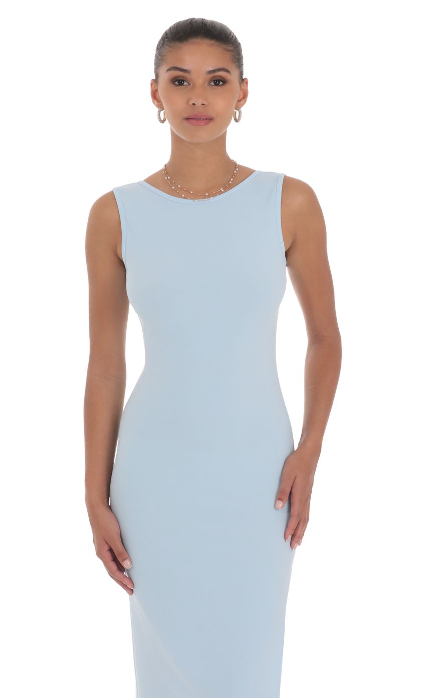 Picture Open Back Bodycon Maxi Dress in Light Blue. Source: https://media-img.lucyinthesky.com/data/Jul24/850xAUTO/00b9277d-4d20-4bef-af65-cedcd02be4ff.jpg