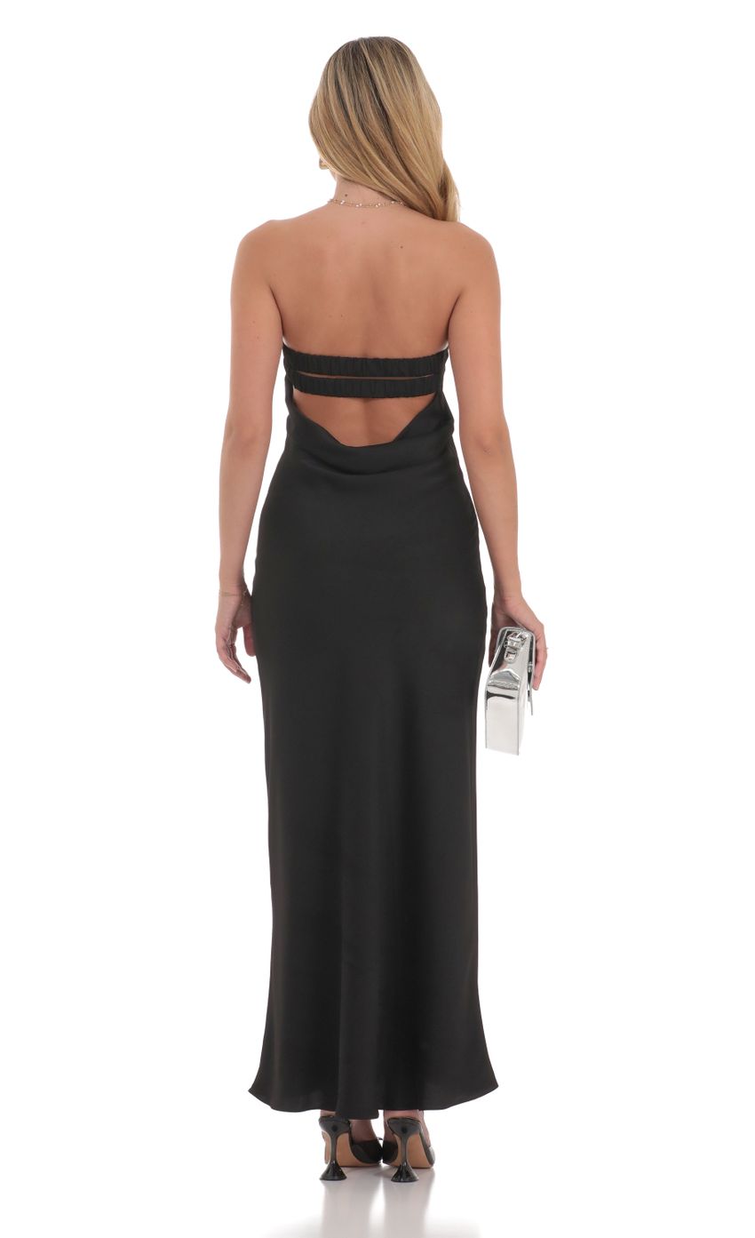 Picture Strapless Satin Maxi Dress in Black. Source: https://media-img.lucyinthesky.com/data/Jul24/850xAUTO/16e0ef2a-df51-4ca1-ad80-231d73f7d657.jpg