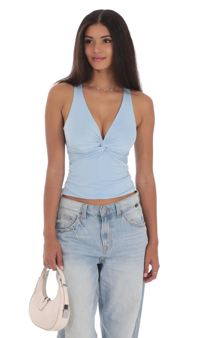 Picture Twist Cross Back Top in Blue. Source: https://media-img.lucyinthesky.com/data/Jul24/850xAUTO/457ae72c-84af-488b-8651-a5b6ec20c1dc.jpg