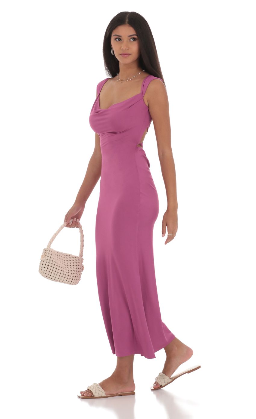 Picture Strappy Cowl Neck Maxi Dress in Magenta. Source: https://media-img.lucyinthesky.com/data/Jul24/850xAUTO/498f8b9e-35af-4ddc-b752-d5baff58cd55.jpg