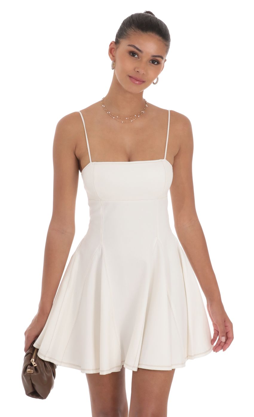 Picture Brown Stitch Fit and Flare Dress in Off White. Source: https://media-img.lucyinthesky.com/data/Jul24/850xAUTO/626efe98-fcff-4d35-9414-d046d3392116.jpg