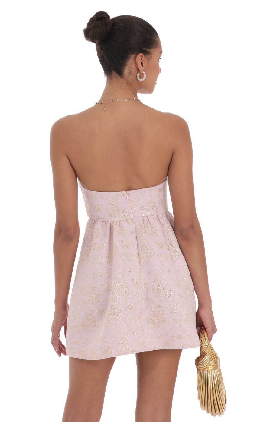 Picture Foiled Jacquard Babydoll Dress in Lavender. Source: https://media-img.lucyinthesky.com/data/Jul24/850xAUTO/68d3f7d3-7aad-4a61-a69c-fe7cda097337.jpg