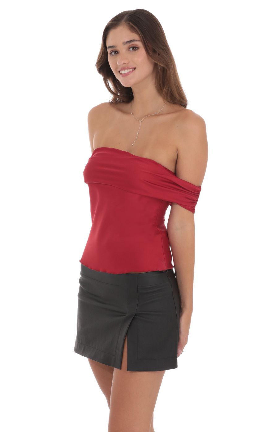 Picture Off Shoulder Satin Top in Red. Source: https://media-img.lucyinthesky.com/data/Jul24/850xAUTO/6ad26208-d862-42f4-b464-c02ba4bfd804.jpg