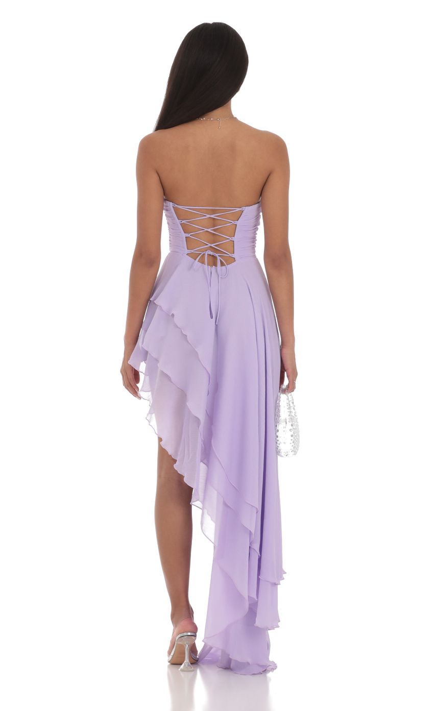 Picture Asymmetrical Corset Maxi Dress in Lavender. Source: https://media-img.lucyinthesky.com/data/Jul24/850xAUTO/744501ad-5460-4dbe-a162-14390b95e318.jpg