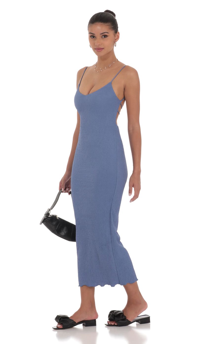 Picture Crinkle V-Neck Bodycon Maxi Dress in Slate Blue. Source: https://media-img.lucyinthesky.com/data/Jul24/850xAUTO/af8c5ef5-e542-4d21-8d9b-ec087c5719b3.jpg