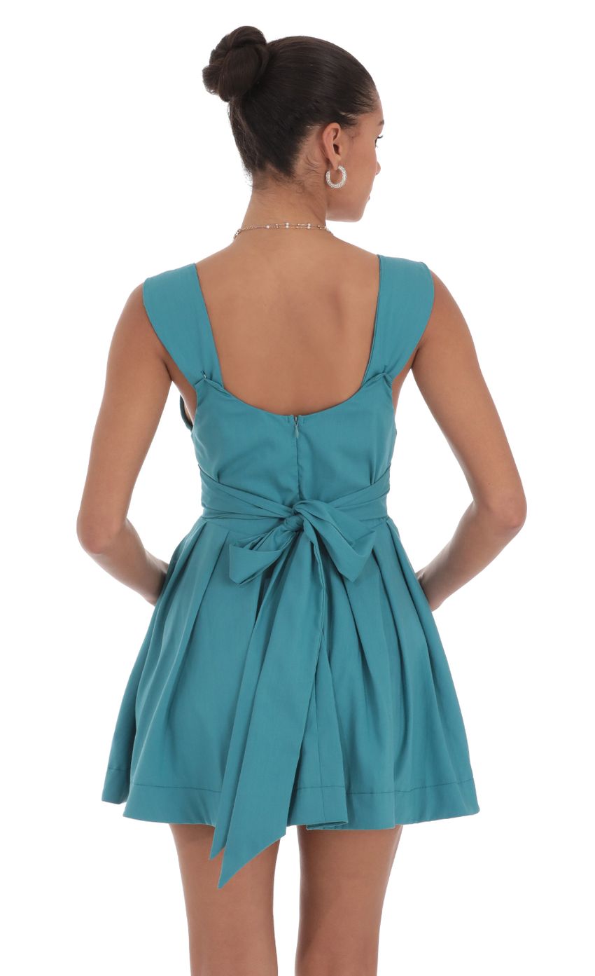 Picture Double Bow A-Line Dress in Turquoise Blue. Source: https://media-img.lucyinthesky.com/data/Jul24/850xAUTO/ba0d0553-e887-4f9e-a836-160a7bc7dbfb.jpg