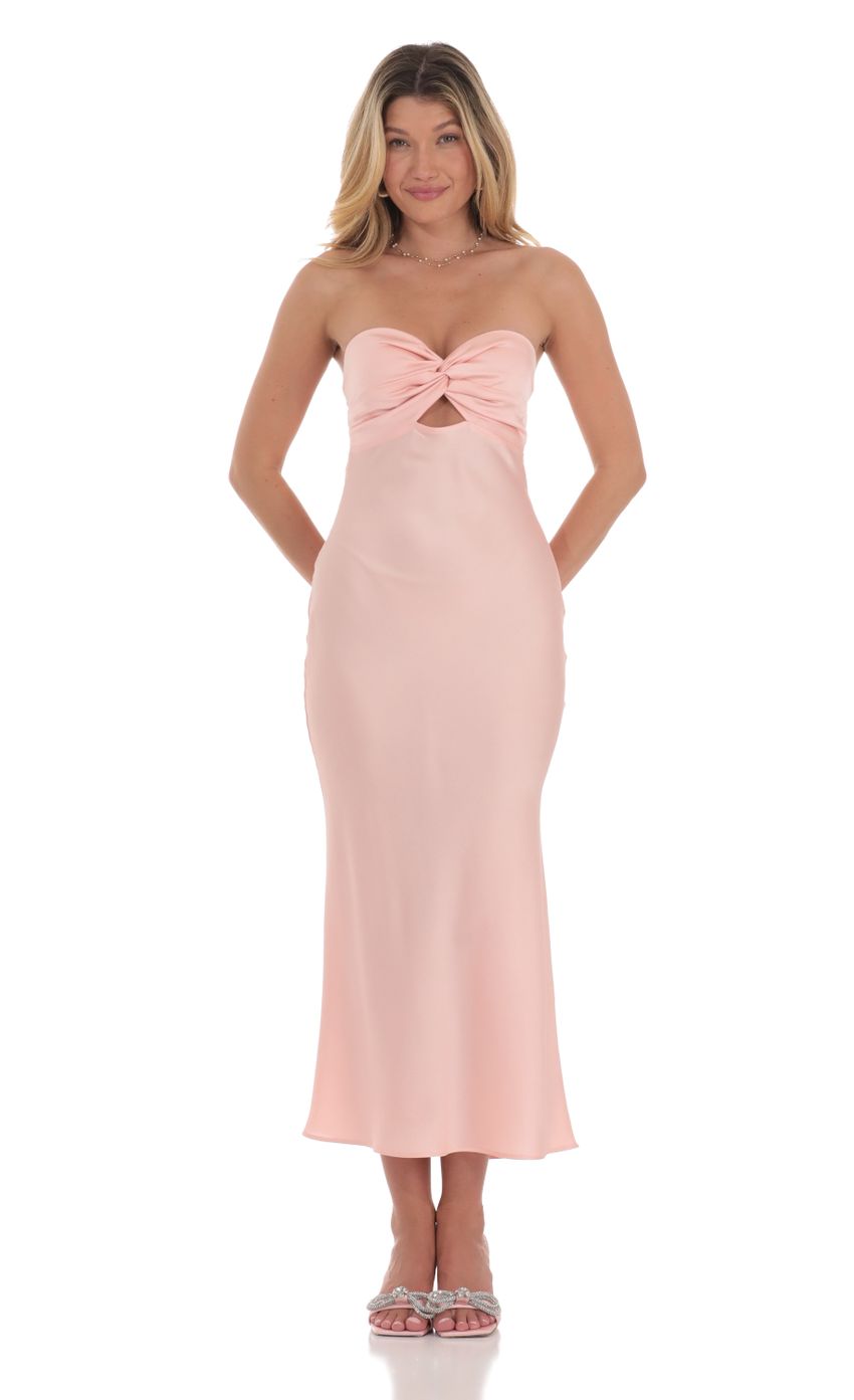 Picture Satin Twist Cutout Midi Dress in Pink. Source: https://media-img.lucyinthesky.com/data/Jul24/850xAUTO/bd10b618-ee28-4738-bd67-3b6e9a8de0fb.jpg