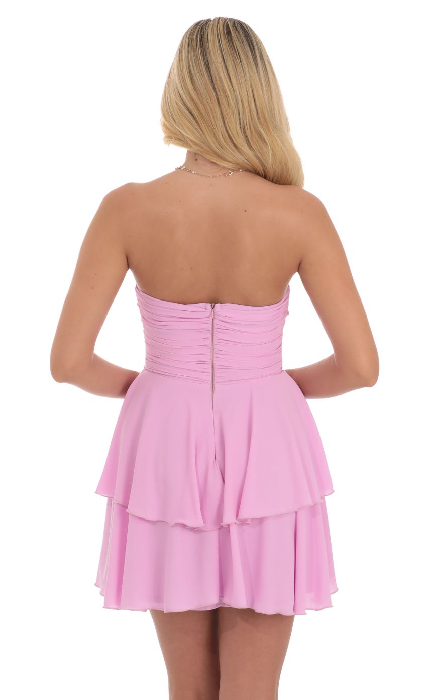 Picture Corset Strapless Ruffle Dress in Lilac. Source: https://media-img.lucyinthesky.com/data/Jul24/850xAUTO/cf1f9da4-3115-41ba-8d91-cf842661bf4b.jpg