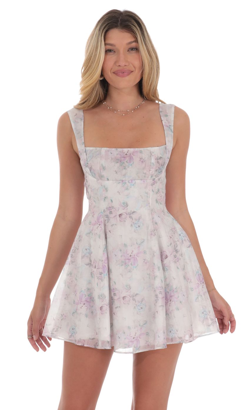 Picture Floral Fit and Flare Dress in White. Source: https://media-img.lucyinthesky.com/data/Jul24/850xAUTO/dcd19c6b-5dc9-4dae-89dd-1a583ac234f0.jpg