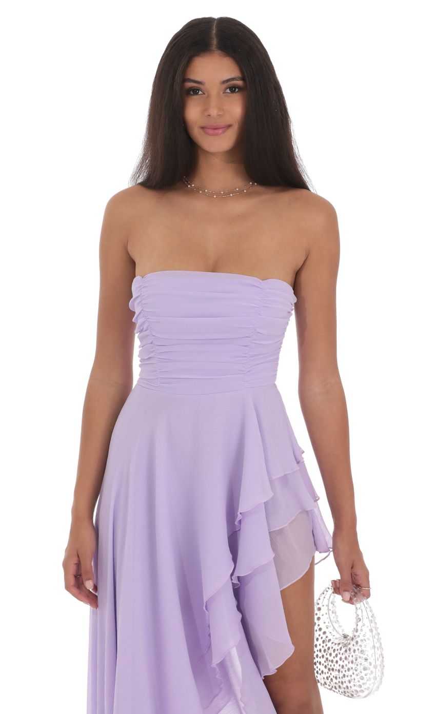 Picture Asymmetrical Corset Maxi Dress in Lavender. Source: https://media-img.lucyinthesky.com/data/Jul24/850xAUTO/e6bf60bc-9bb0-4e8a-8a5b-bdaf8d974bb1.jpg