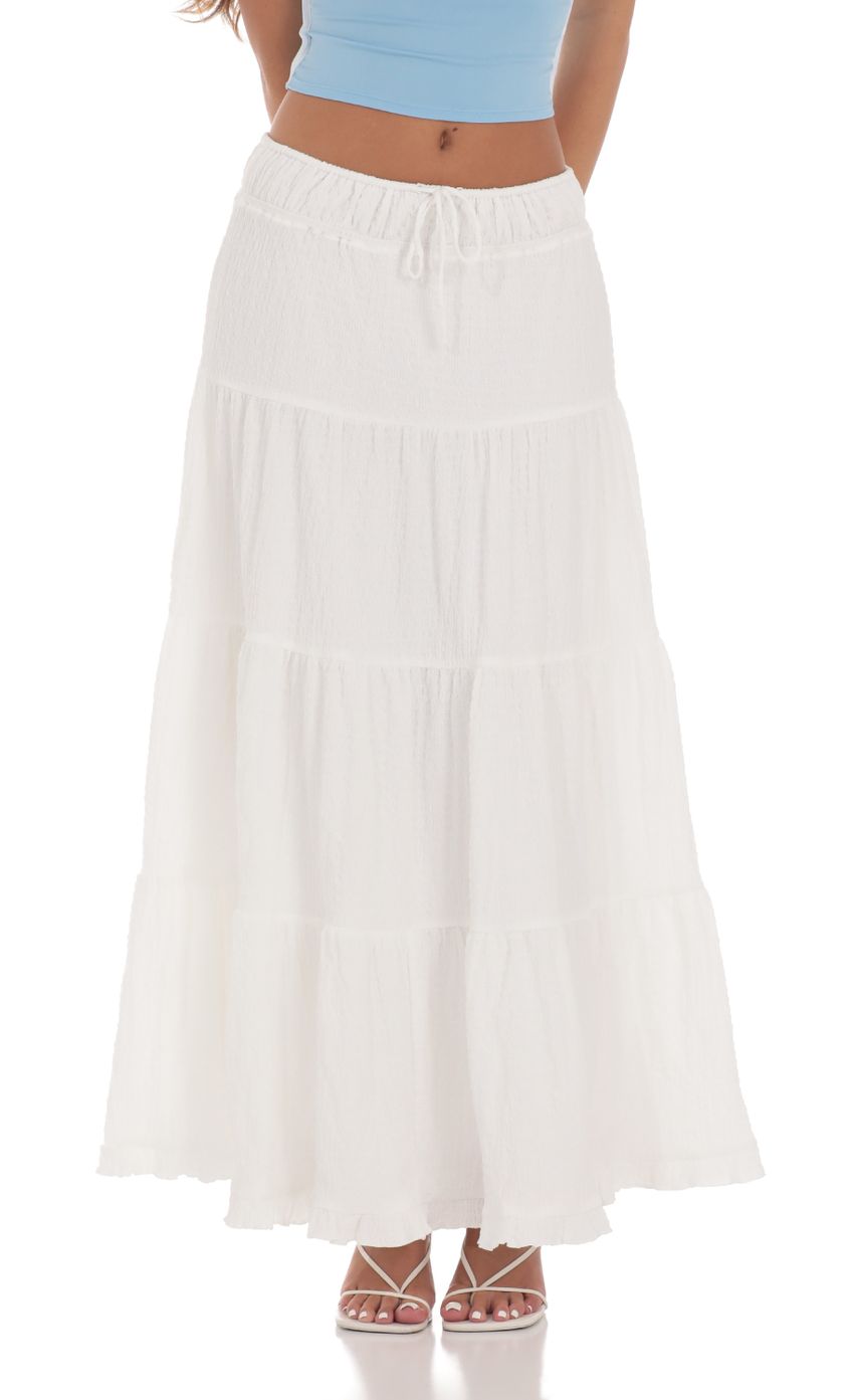 Picture Drawstring Maxi Skirt in White. Source: https://media-img.lucyinthesky.com/data/Jul24/850xAUTO/fec91ee9-578a-4d4b-9ab5-ce0731d2221c.jpg