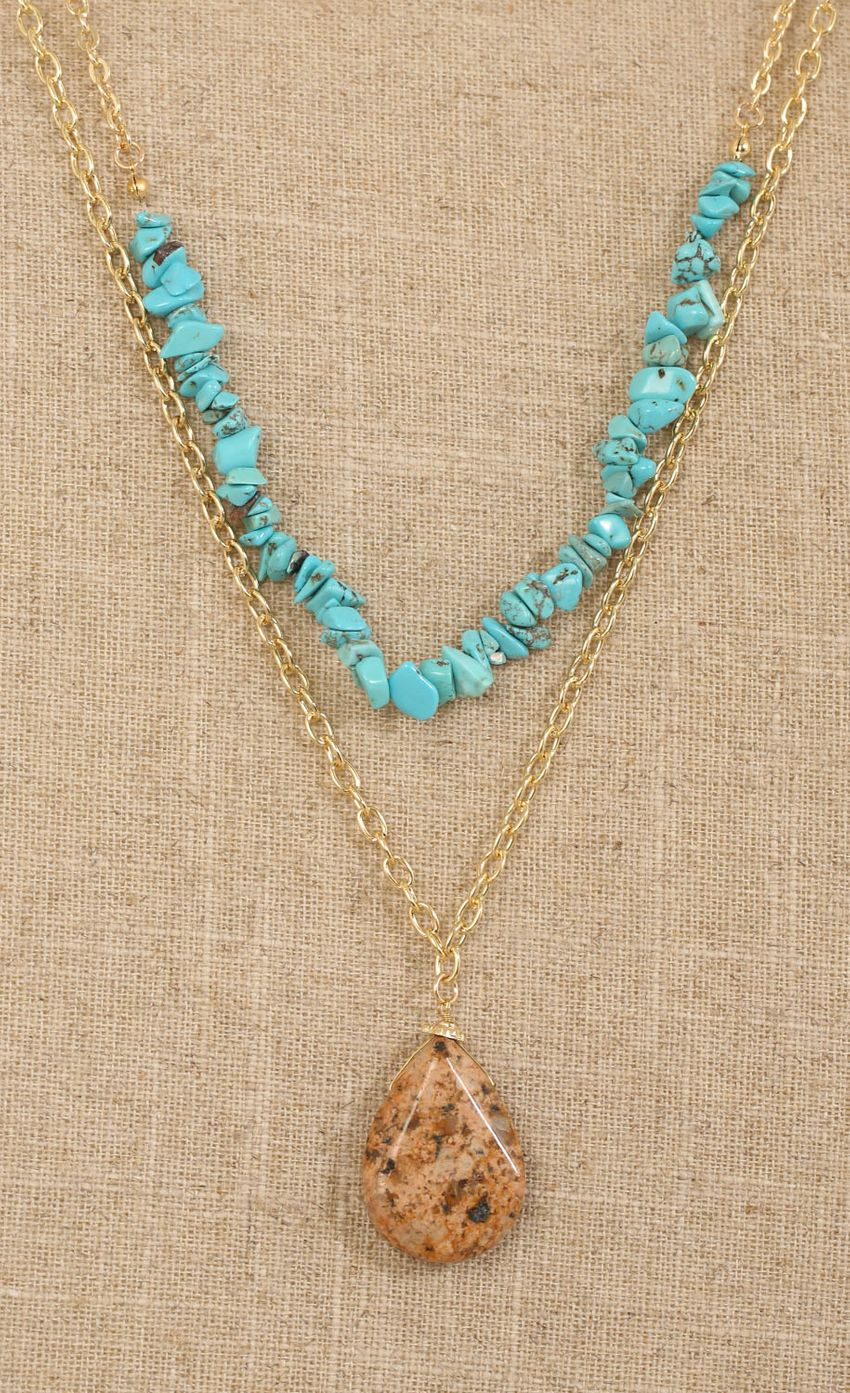 Picture Turquoise Double Chain Necklace In Gold. Source: https://media-img.lucyinthesky.com/data/Jun15_1/850xAUTO/0Y5A8871.JPG
