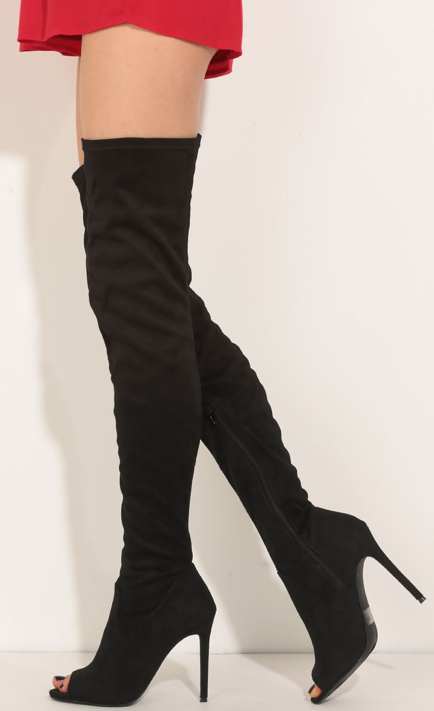 Picture Off The Knee Suede Boots In Black. Source: https://media-img.lucyinthesky.com/data/Jun16_1/850xAUTO/0Y5A0355.JPG