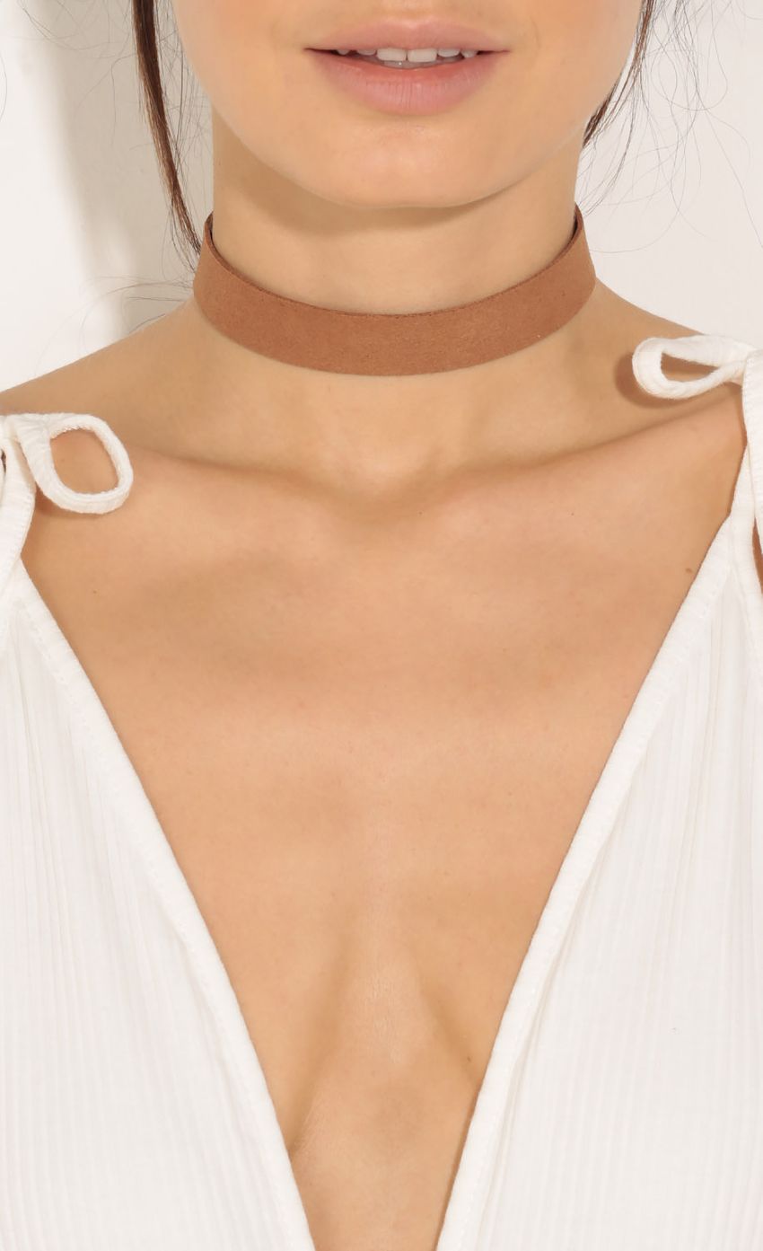 Picture Suede Choker Necklace In Sienna. Source: https://media-img.lucyinthesky.com/data/Jun16_1/850xAUTO/0Y5A1268.JPG